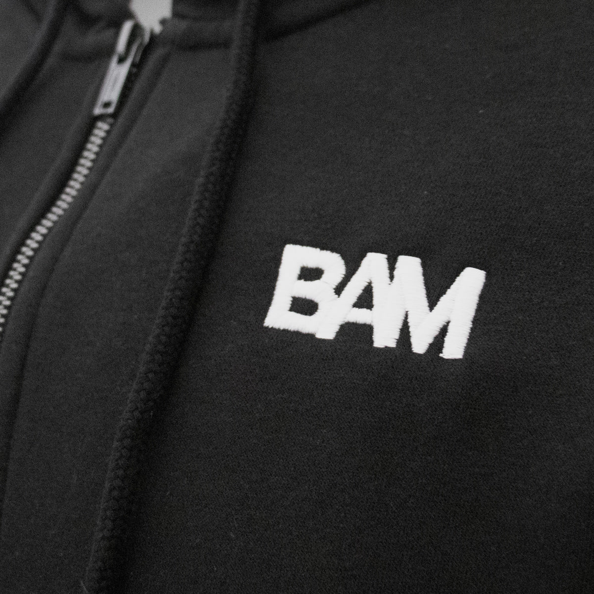 BAM Embroidered Zip Up Hoodie - Black
