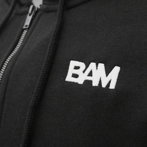 BAM Embroidered Zip Up Hoodie - Black